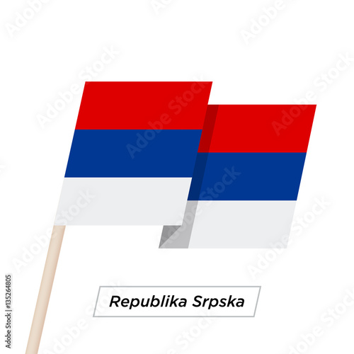Republika Srpska Ribbon Waving Flag Isolated on White. Vector Illustration.