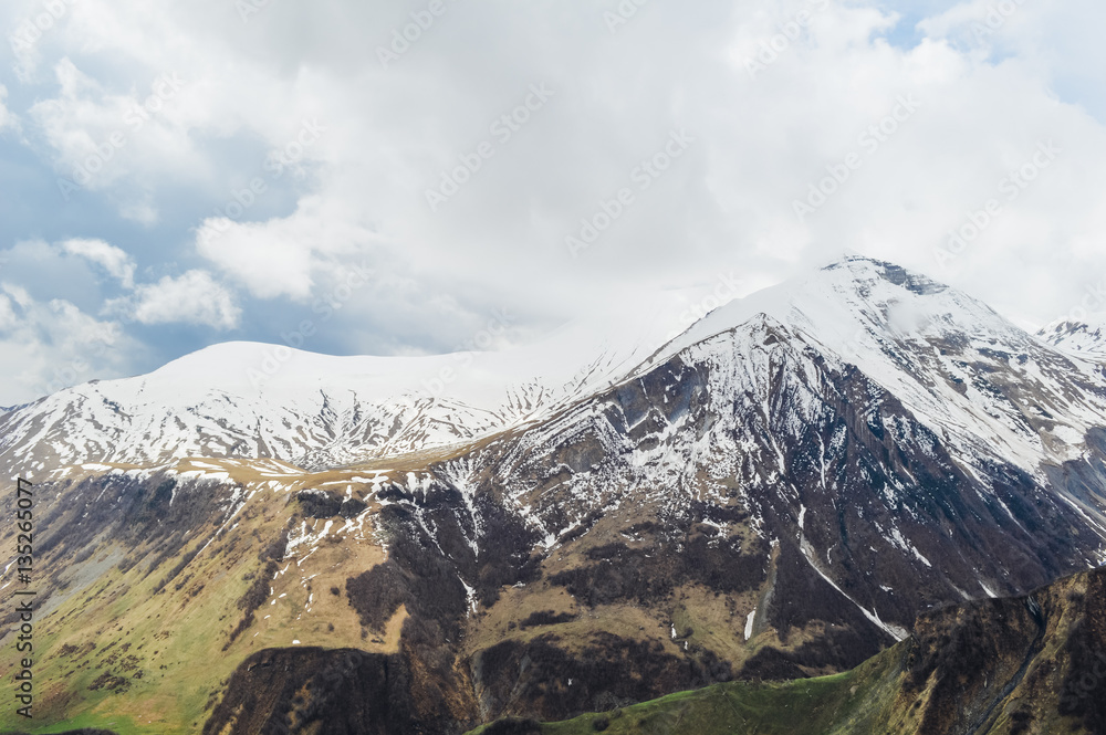 Fototapeta premium Caucasus Mountains view in Gudauri, Georgia