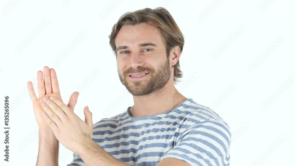 Clapping, Applauding Man on white Background Clapping, Applauding Man on white Background