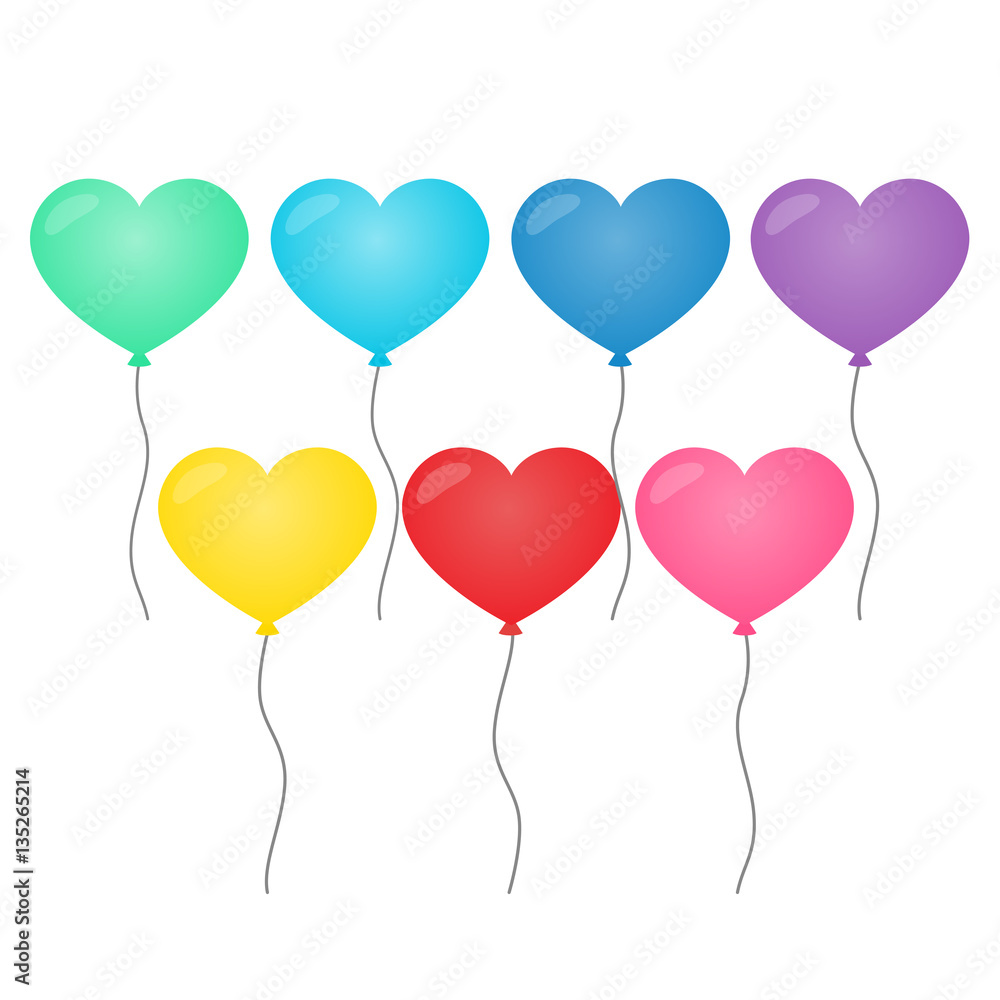 Colorful heart balloons vector isolated