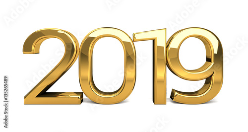 year golden design 3d render 2019