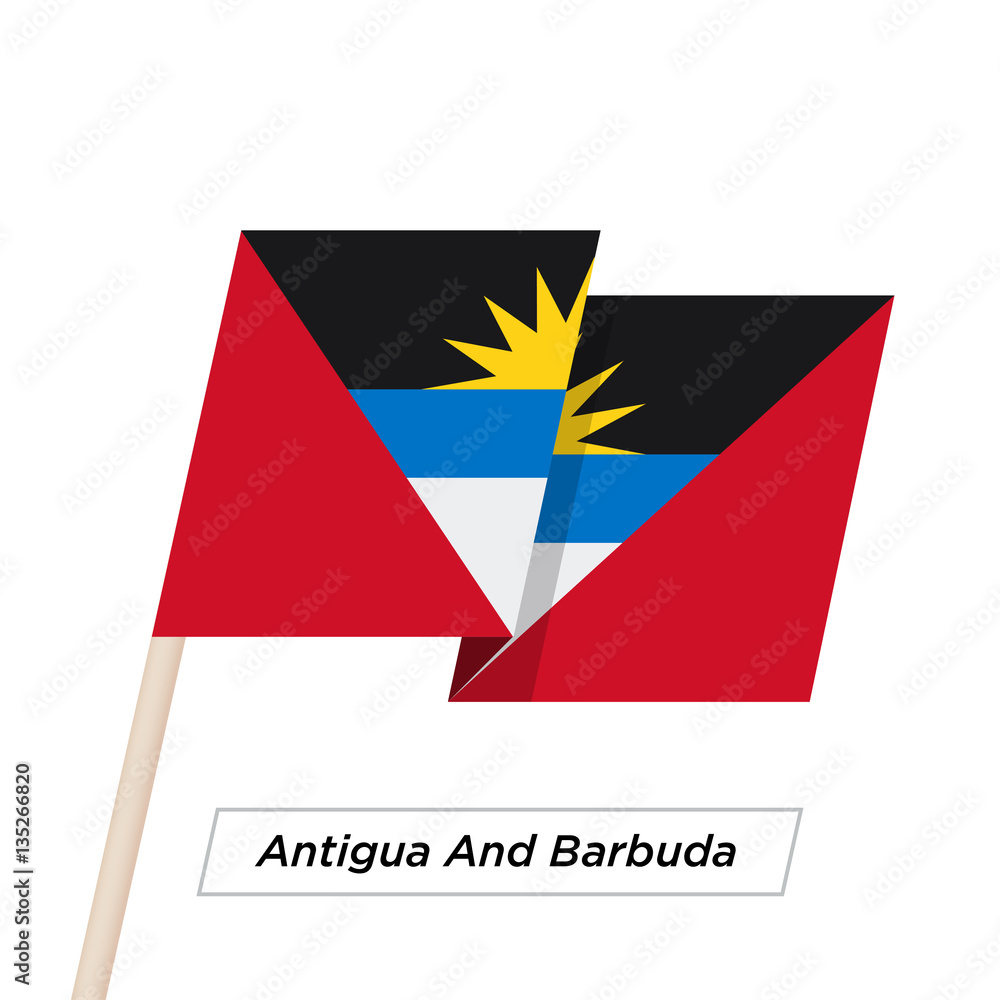 Antigua And Barbuda Ribbon Waving Flag Isolated on White. Vector Illustration. Antigua And Barbuda Ribbon Waving Flag Isolated on White. Vector Illustration.
