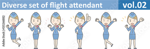 Diverse set of flight attendant, EPS10 vol.02