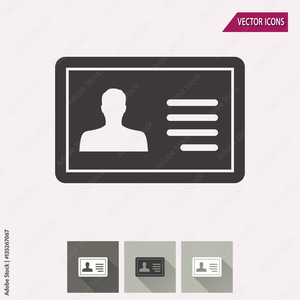 Identification card - vector icon. Identification card - vector icon.