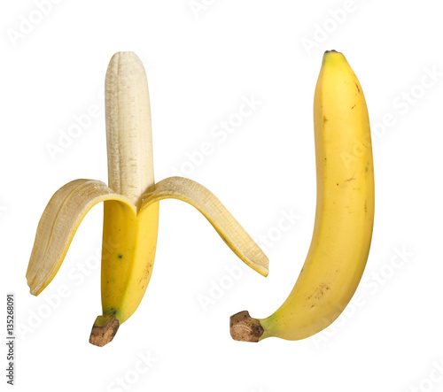 Banana isolated on white with clipping path