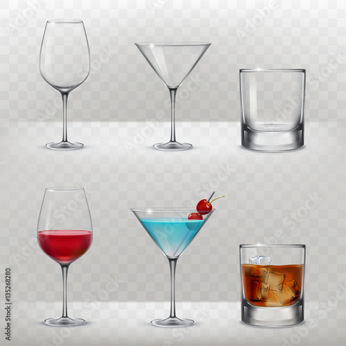 Set of vector glasses for alcohol