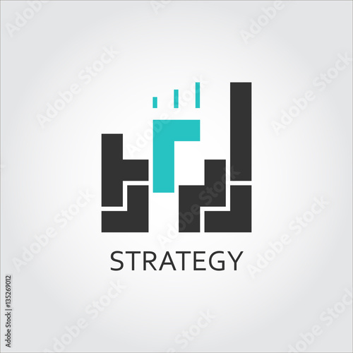 Icon of building blocks. Logic, analysis, strategy concept