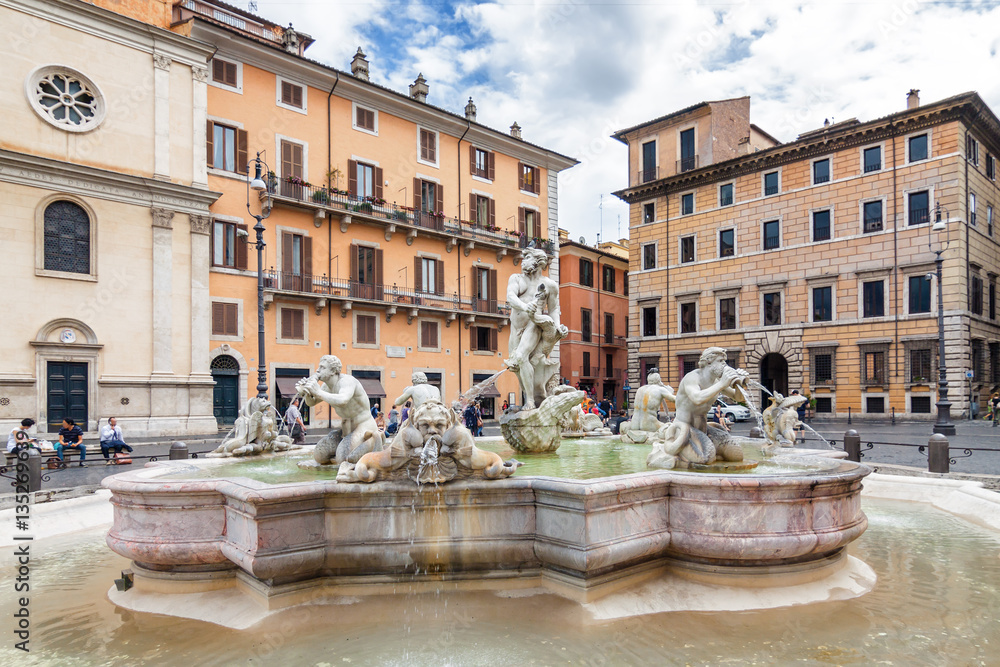 Fontana del Moro at Piazza Navona, Rome, Lazio region, Italy.