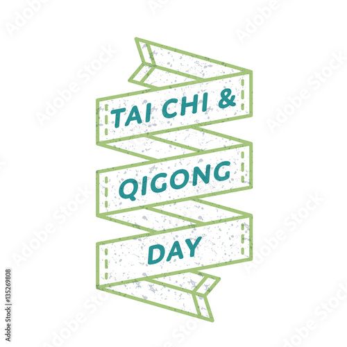 Tai Chi and Qigong day emblem isolated vector illustration on white background. 29 april world healthcare holiday event label, greeting card decoration graphic element