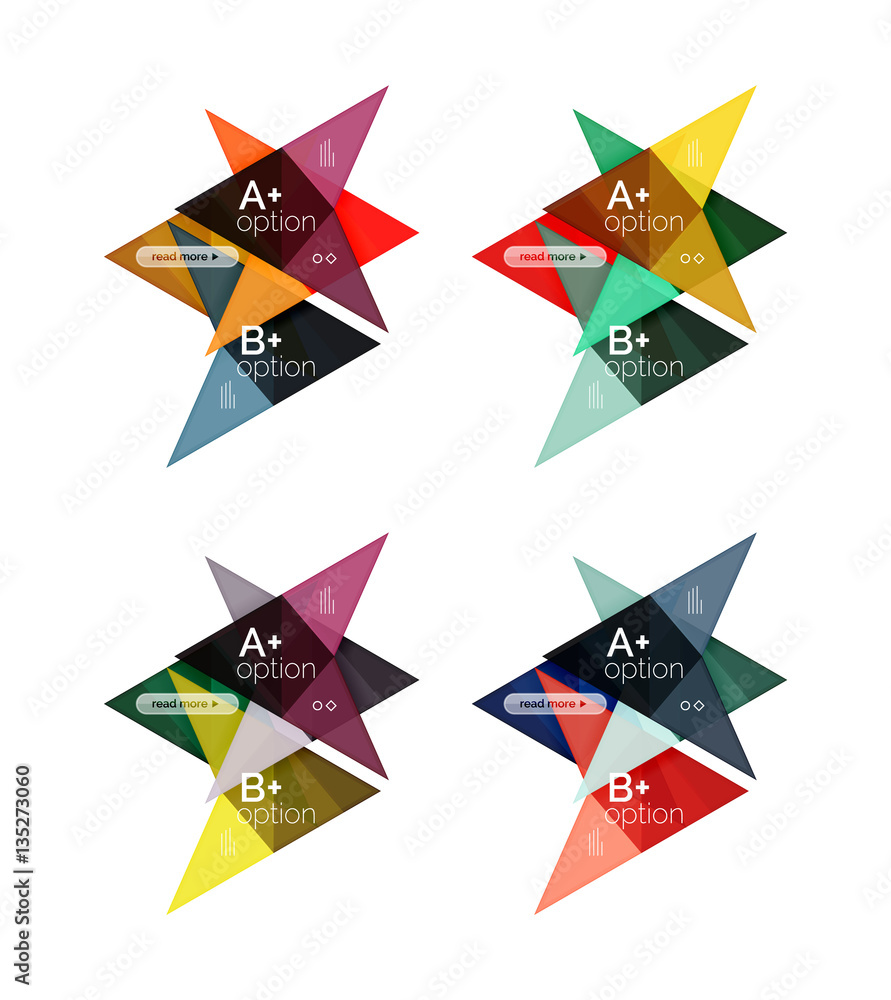 Colorful arrow option infographics banners, business geometric templates Colorful arrow option infographics banners, business geometric templates