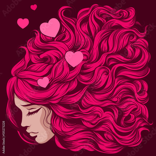 loving girl with pink long hair