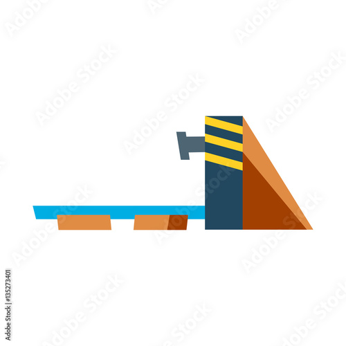 End of the rail line with barrier and buffer vector illustration.