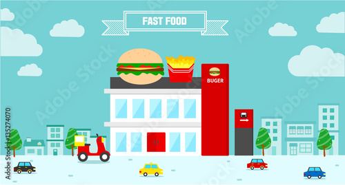 Fast food shop illust design