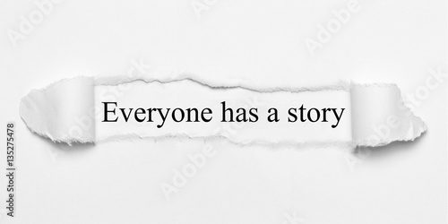 Картината върху платно Everyone has a story on white torn paper