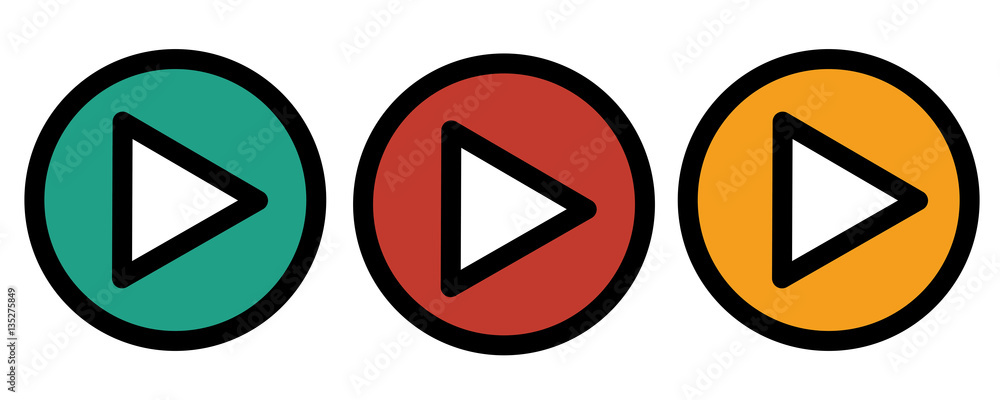 Play icons. Vector buttons Play icons. Vector buttons