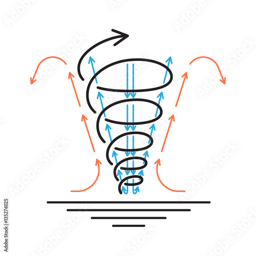 Vector linear picture of the climatic phenomena of a tornado.