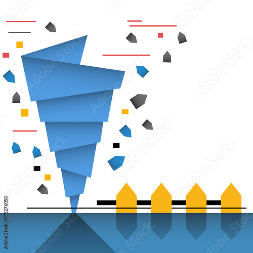 Vector flat picture of the climatic phenomena of a tornado or typhoon