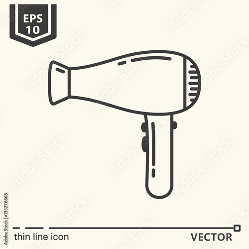 Hairdressing tools. Icons series. Hair dryer.
