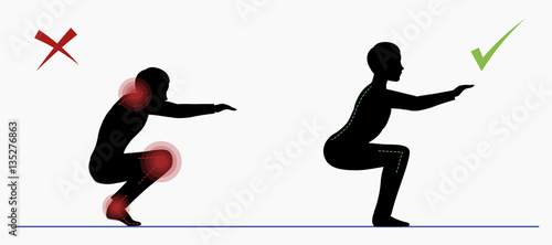 Sport exercise. Physical training squats