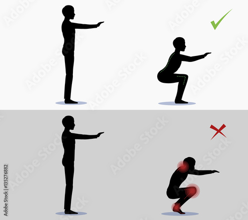 Sport exercise. Physical training squats
