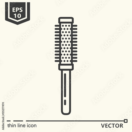 Hairdressing tools. Icons series. Round comb.