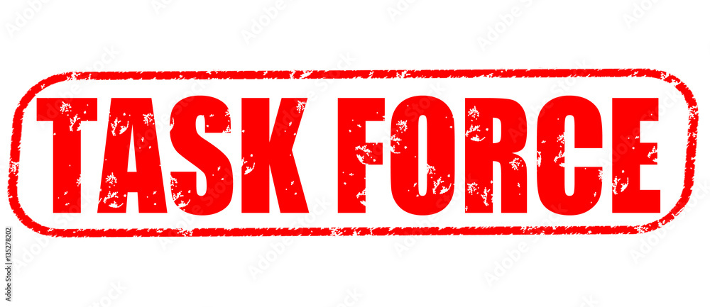 Task force on the white background, red illustration