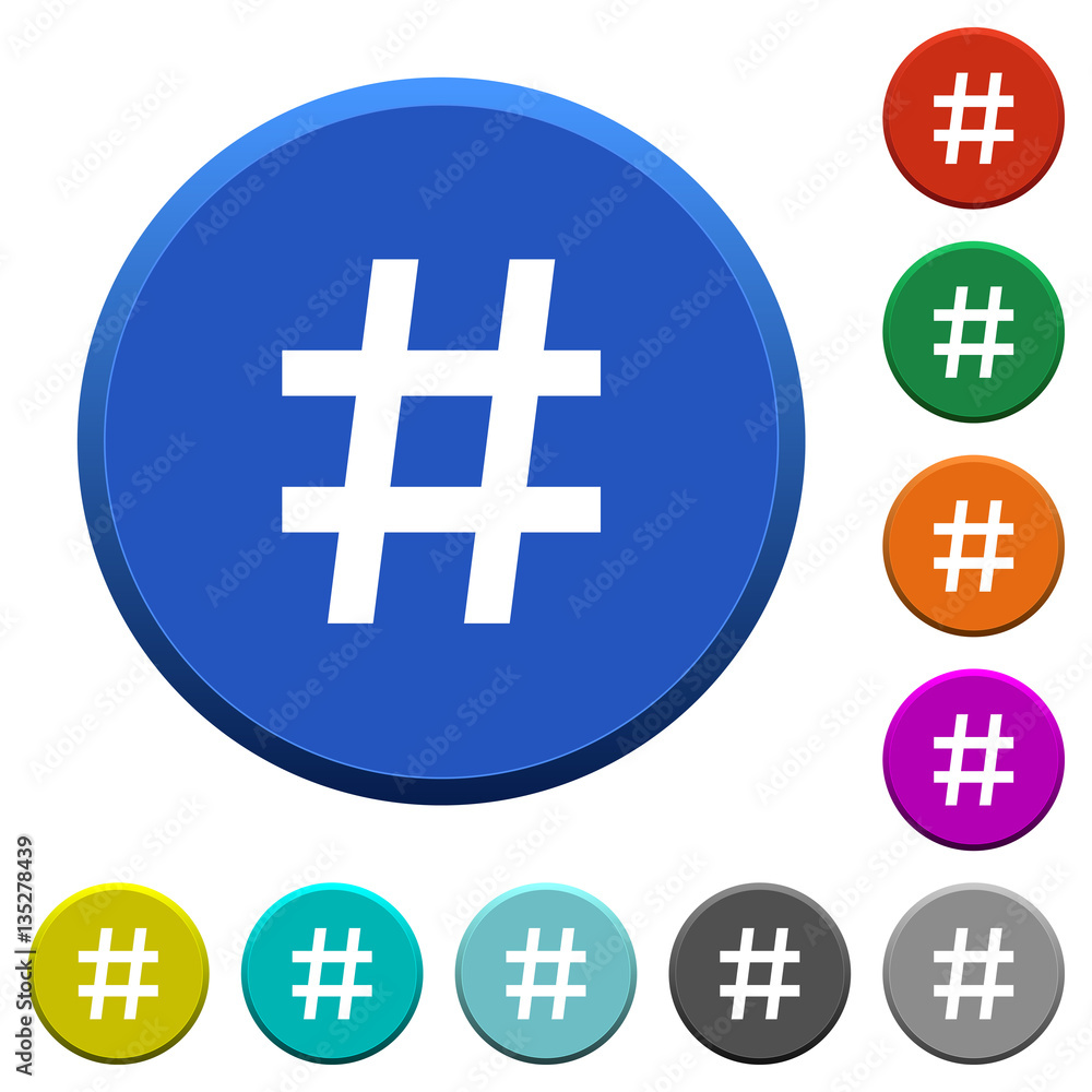 Obraz premium Hash tag beveled buttons