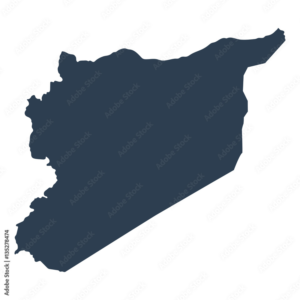 Map Syria geographical political on a white background closeup
