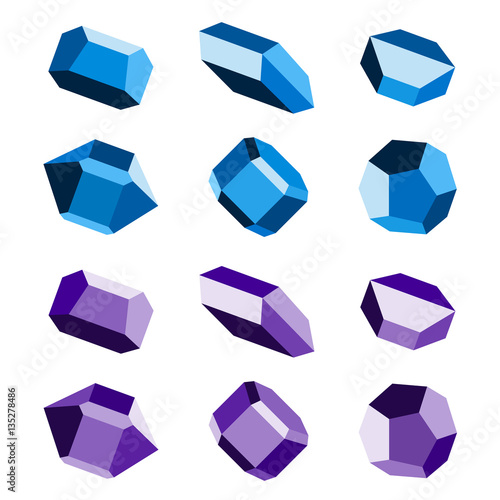 mineral crystal stone blue magenta vector