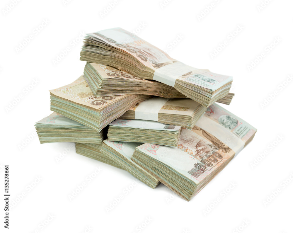 Thai banknote 1000 baht on white background for business , bank Thai banknote 1000 baht on white background for business , bank