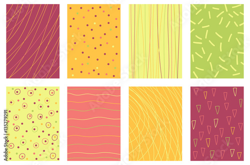 Set banner, background, flyer, placard with lines in doodle styl