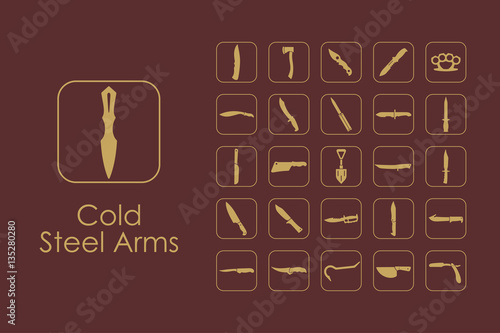 Set of cold steel arms simple icons