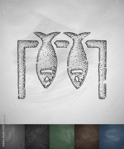 fish icon. Hand drawn vector illustration