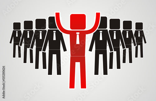 Leadership concept - group of workers should be the leader