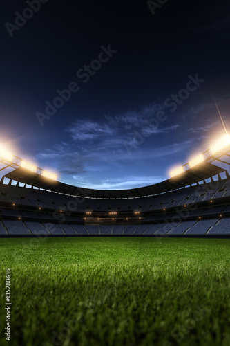 Stadium night light without people 3d render