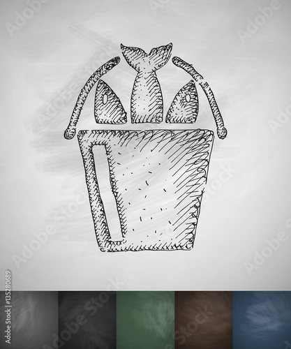 fish icon. Hand drawn vector illustration