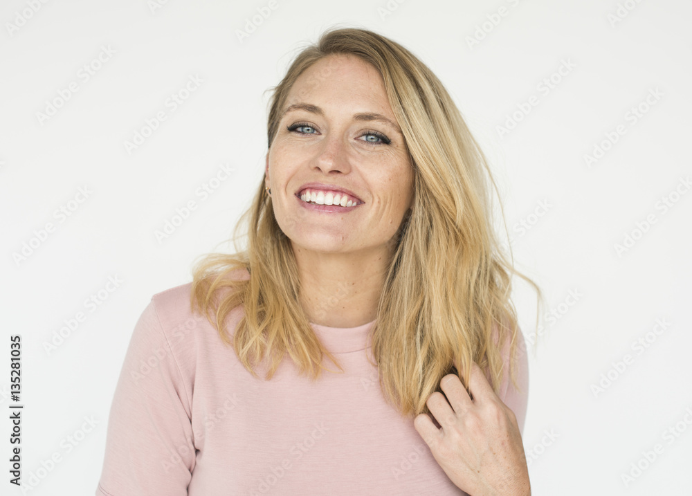 Woman Cheerful Studio Portrait Concept Woman Cheerful Studio Portrait Concept