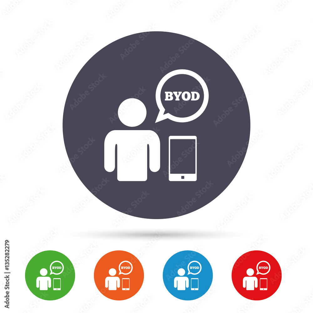 BYOD sign icon. Bring your own device symbol. BYOD sign icon. Bring your own device symbol.