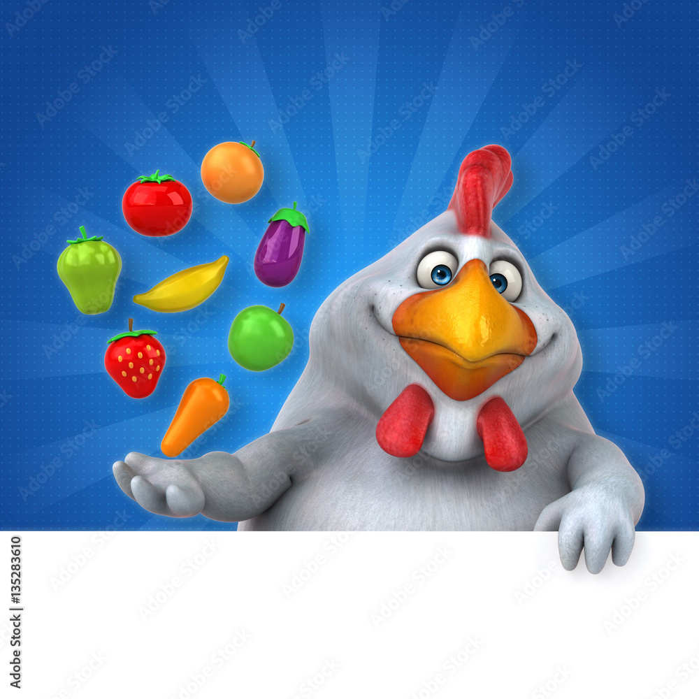 Obraz premium Fun chicken - 3D Illustration