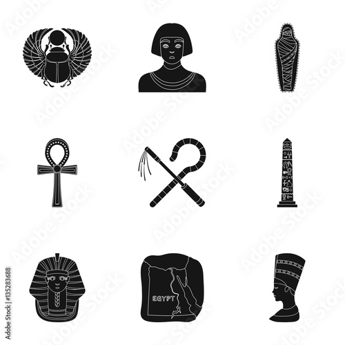 Ancient Egypt set icons in black style. Big collection of ancient Egypt vector symbol stock illustration