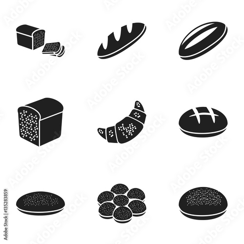Bread set icons in black style. Big collection of bread vector symbol stock illustration