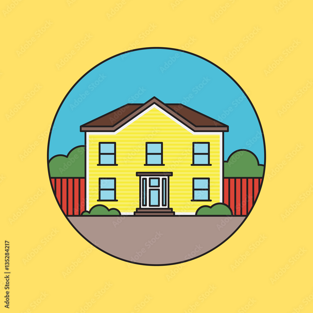 retro flat residential house icon retro flat residential house icon