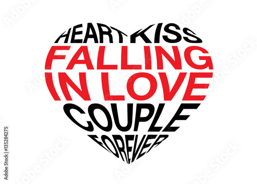 Heart vector from word about love concept. Ideal for Valentine Illustration or logo.