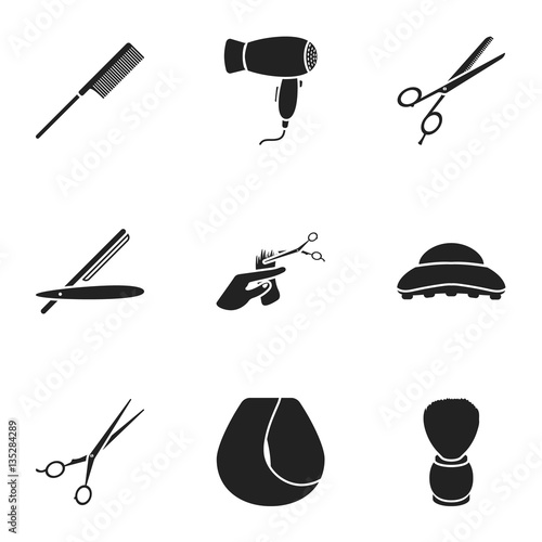 Hairdresser set icons in black style. Big collection of hairdresser vector symbol stock illustration