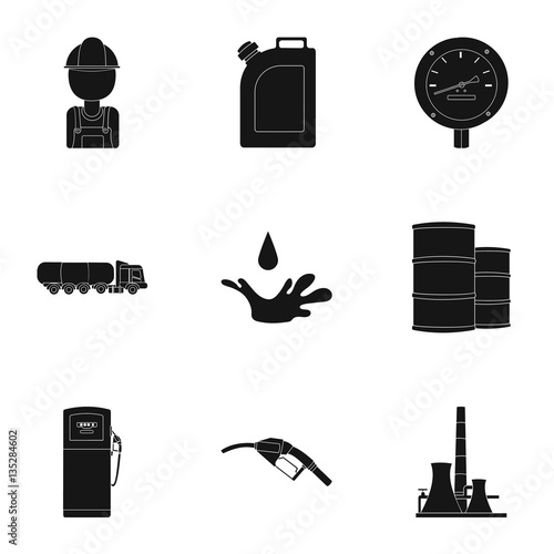 Oil industry set icons in black style. Big collection of oil industry vector symbol stock illustration