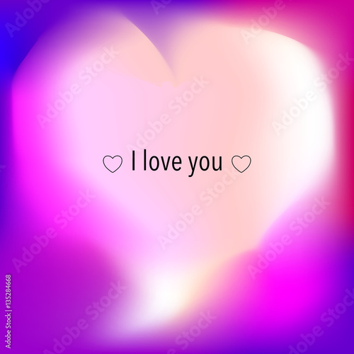 Valentine`s Day creative artistic card with colorful heart gradient background. Vector illustration. Wedding, love, romantic template.