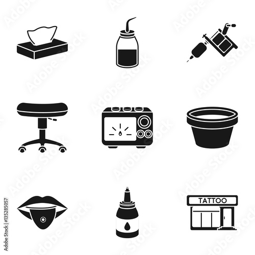 Tattoo studio set icons in black style. Big collection of tattoo studio vector symbol stock illustration