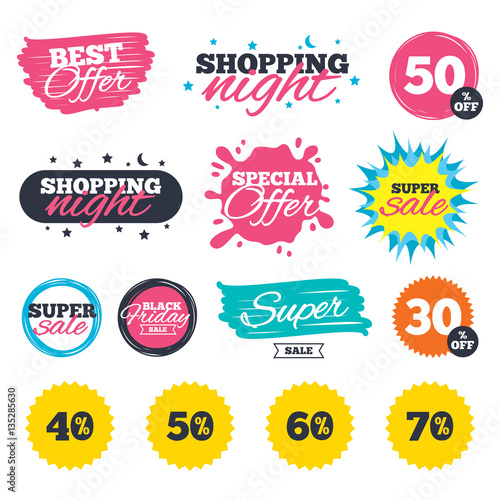 Sale discount icons. Special offer price signs.