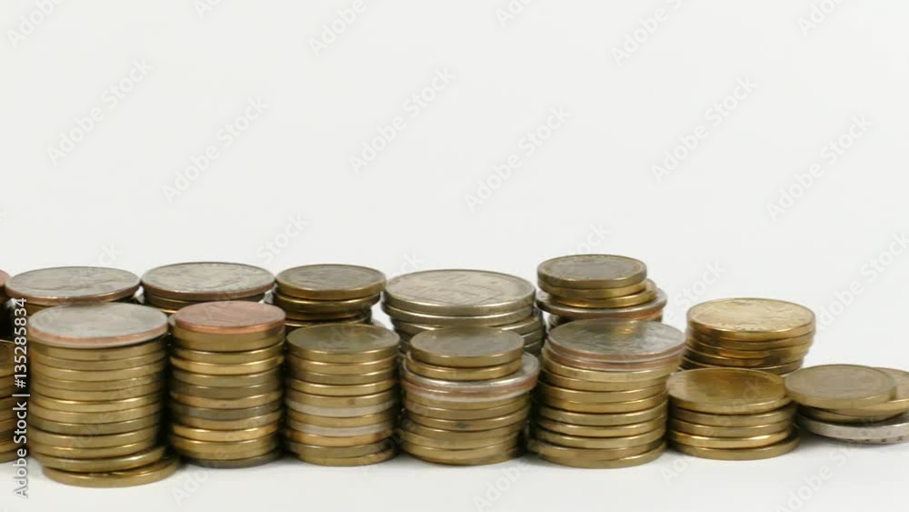 Senegal flag waving with stack of money coins Senegal flag waving with stack of money coins