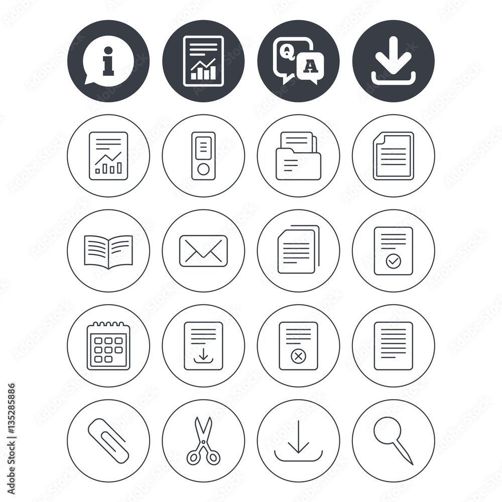 Documents linear icons. Accounting, book. Documents linear icons. Accounting, book.
